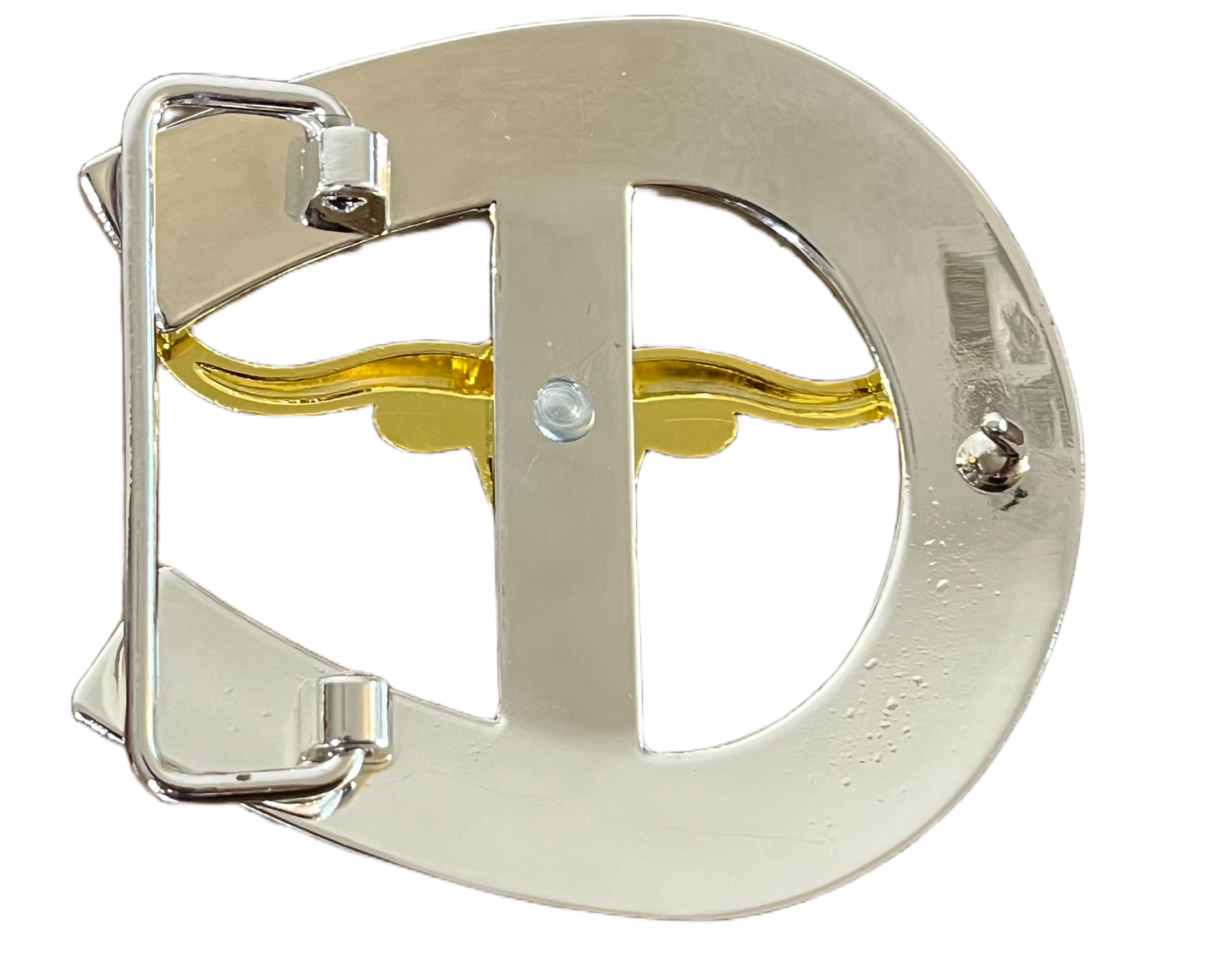Metallic horseshoe on a white background