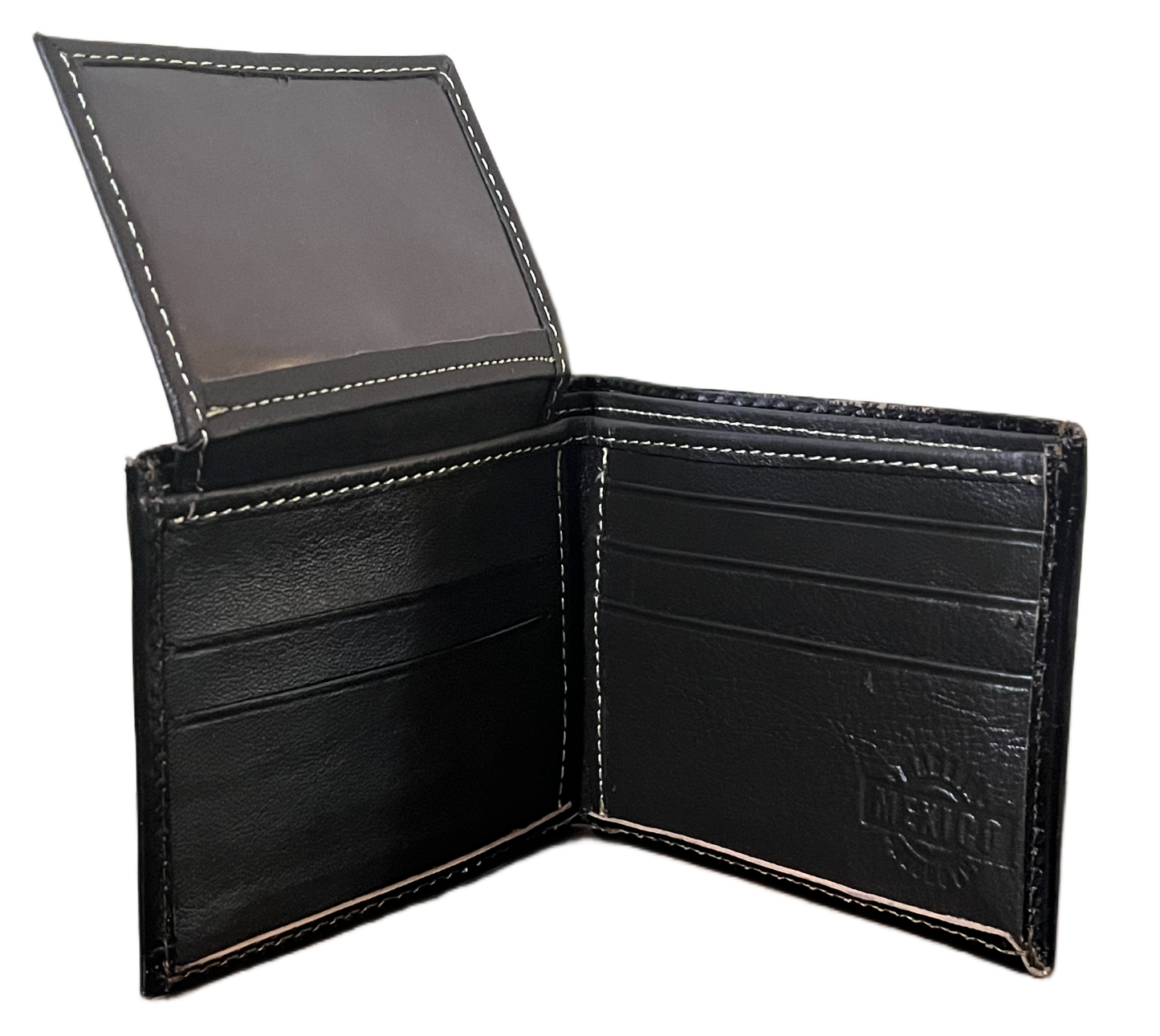 Black leather wallet on a transparent background