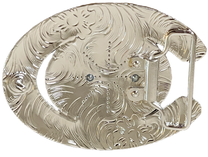 Decorative metal object with intricate patterns on a white background