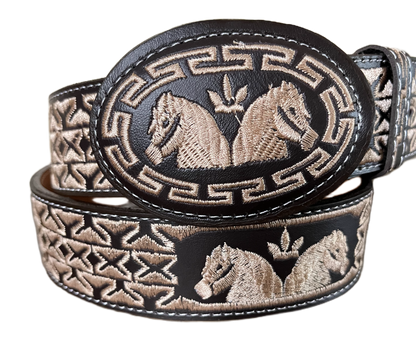 The Twin Stallion Embroidered Belt