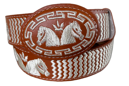 The Twin Stallion Embroidered Belt