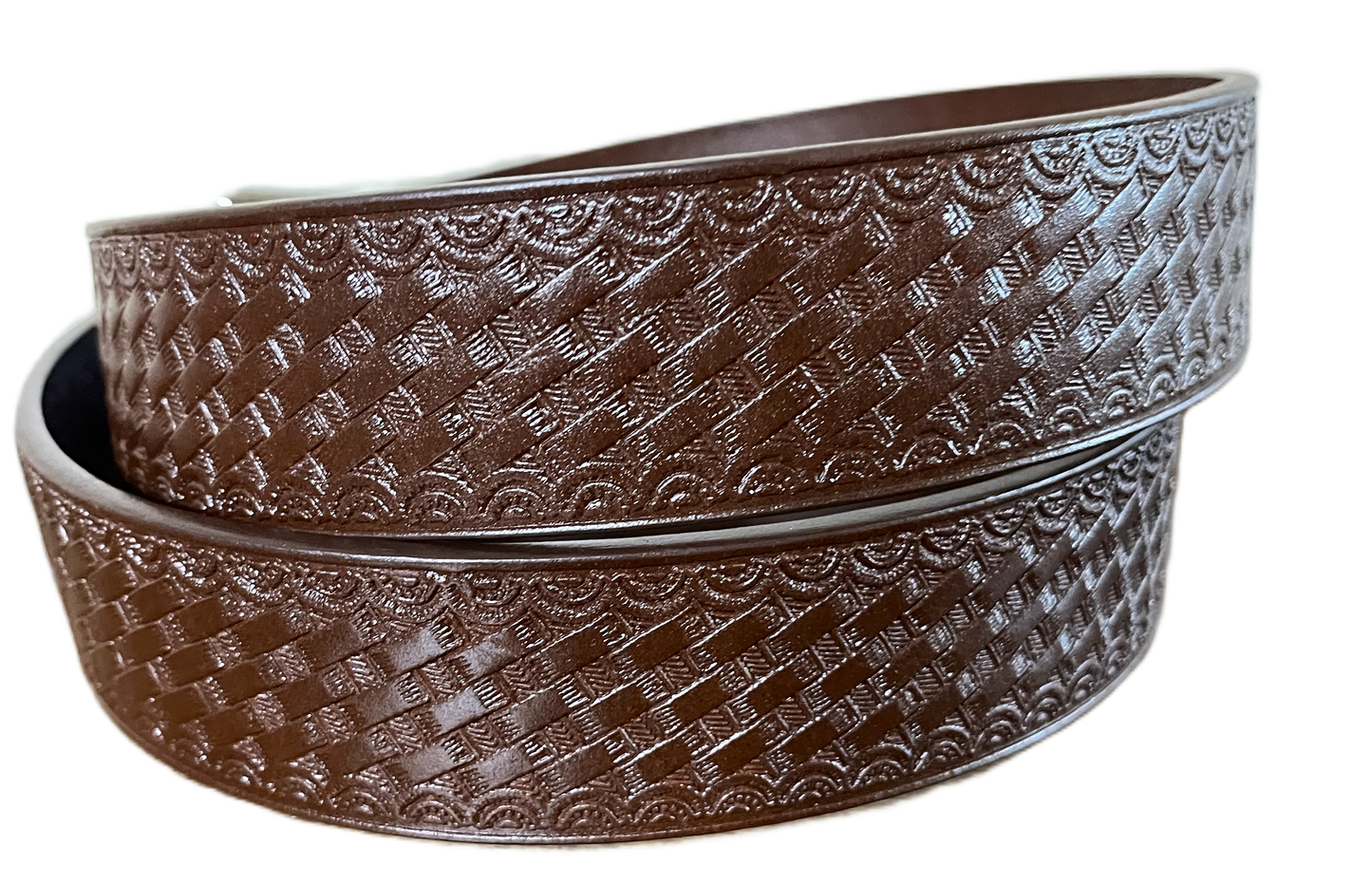 Brown textured belt on a white background