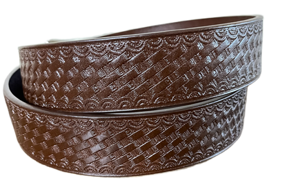 Brown textured belt on a white background