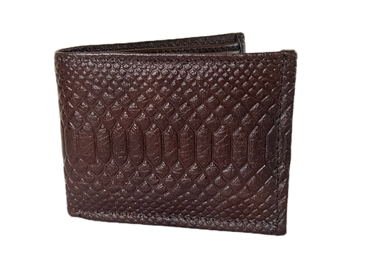 Brown textured wallet with chain on a white background